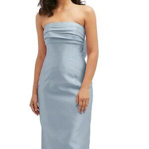 Alfred Sung - Strapless Draped Bodice Column Dress with Oversized Bow